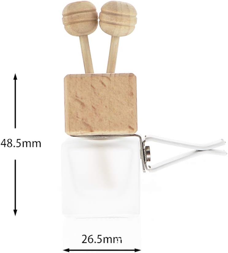 20 Pack,8ml Matte Glass Car Air Freshener Perfume Clip Diffuser,Empty Essential Oil Perfume Vials Diffuser Vent Outlet,Thick Glass Ornament with Wooden Caps,Free Funnel,Dropper