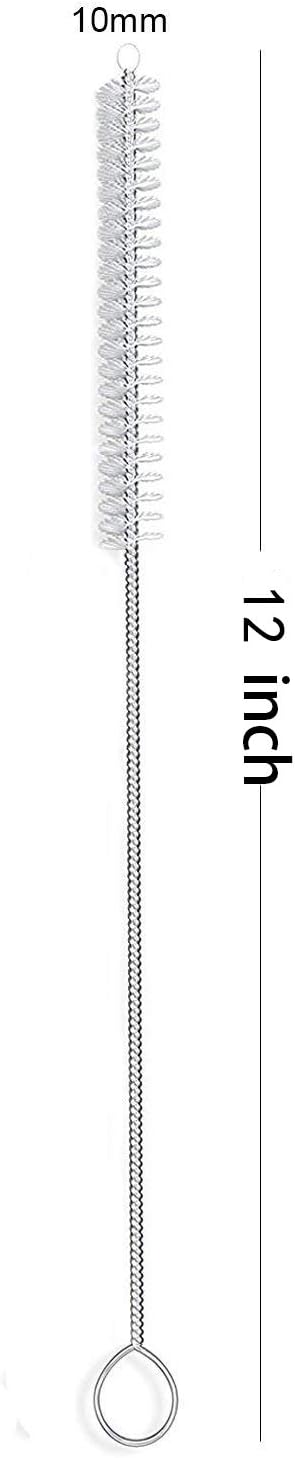 Long Straw Brush, Nylon Flexible,Reusable Pipe Tube Cleaner 12-ihch X 2/5-inch Set of 10