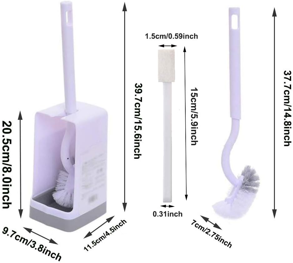 Marbarsse Bathroom Toilet Bowl Brush and Holder, Curved Design Toilet Brush for Deep Cleaning Under Rim, Best Toilet Brush Set, Easy Handy CompactToilet BowlCleaner Brush for Bathroom, 1 Pack