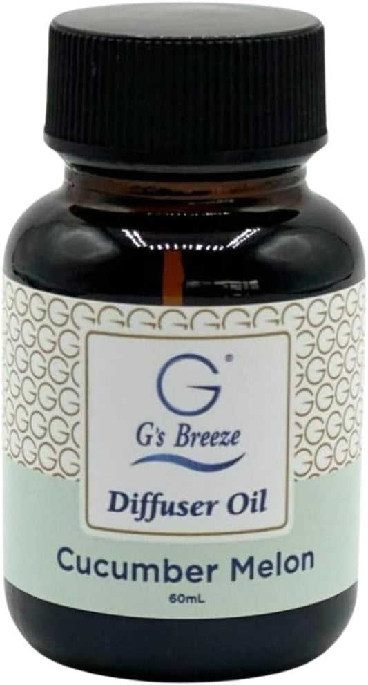 G's Breeze Cucumber Melon Diffuser Oil Refill - Refreshing, Sweet & Juicy Aroma, 48 Hour Long-Lasting Scent, Odor Eliminating Fragrance for Home & Office - 60 ML
