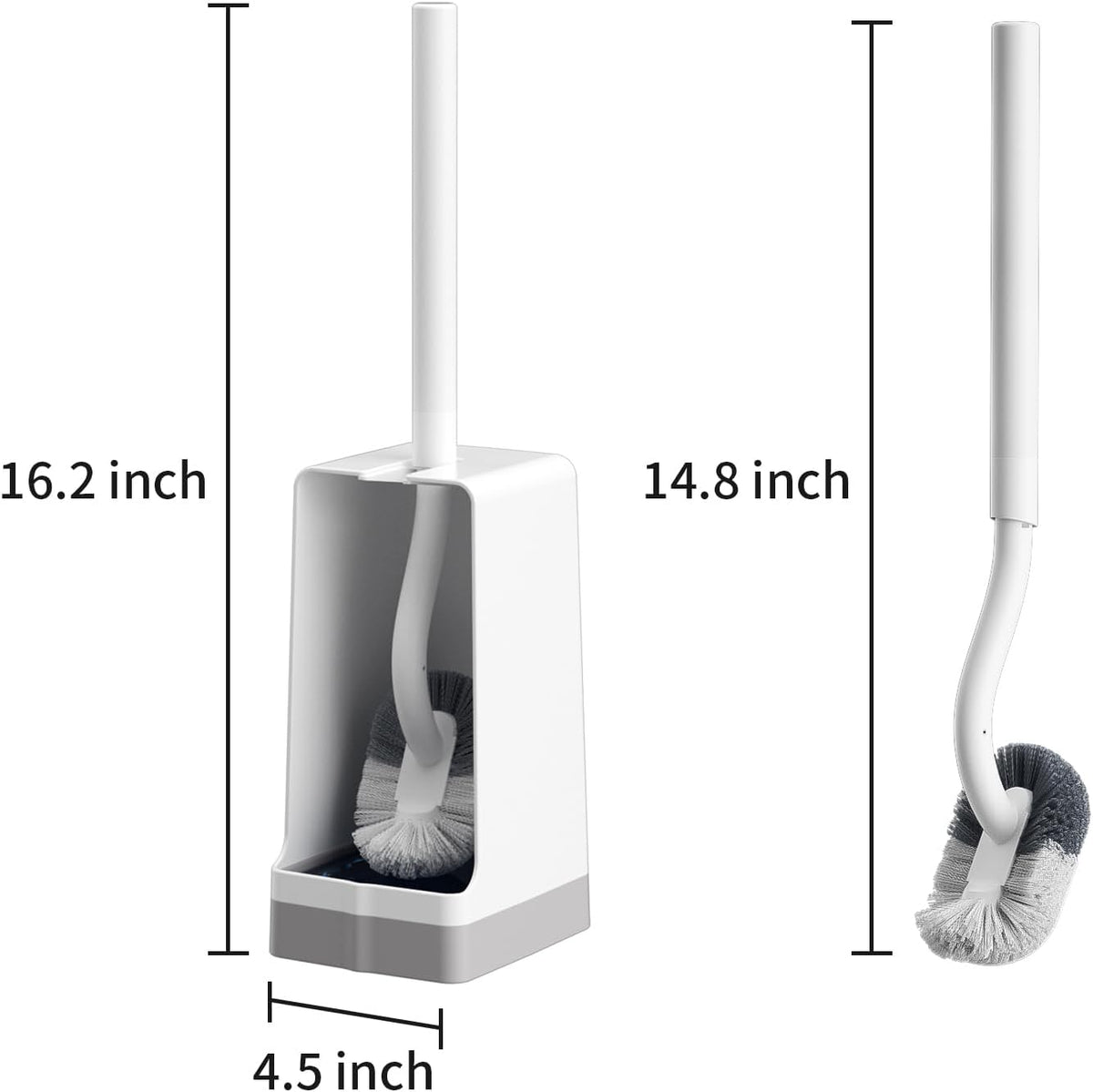Marbarsse Bathroom Toilet Bowl Brush and Holder, Curved Design Dismount Toilet Brush for Deep Cleaning Under Rim, Best Toilet Brush Set, CompactToilet BowlCleaner Brush for Bathroom, 1 Pack
