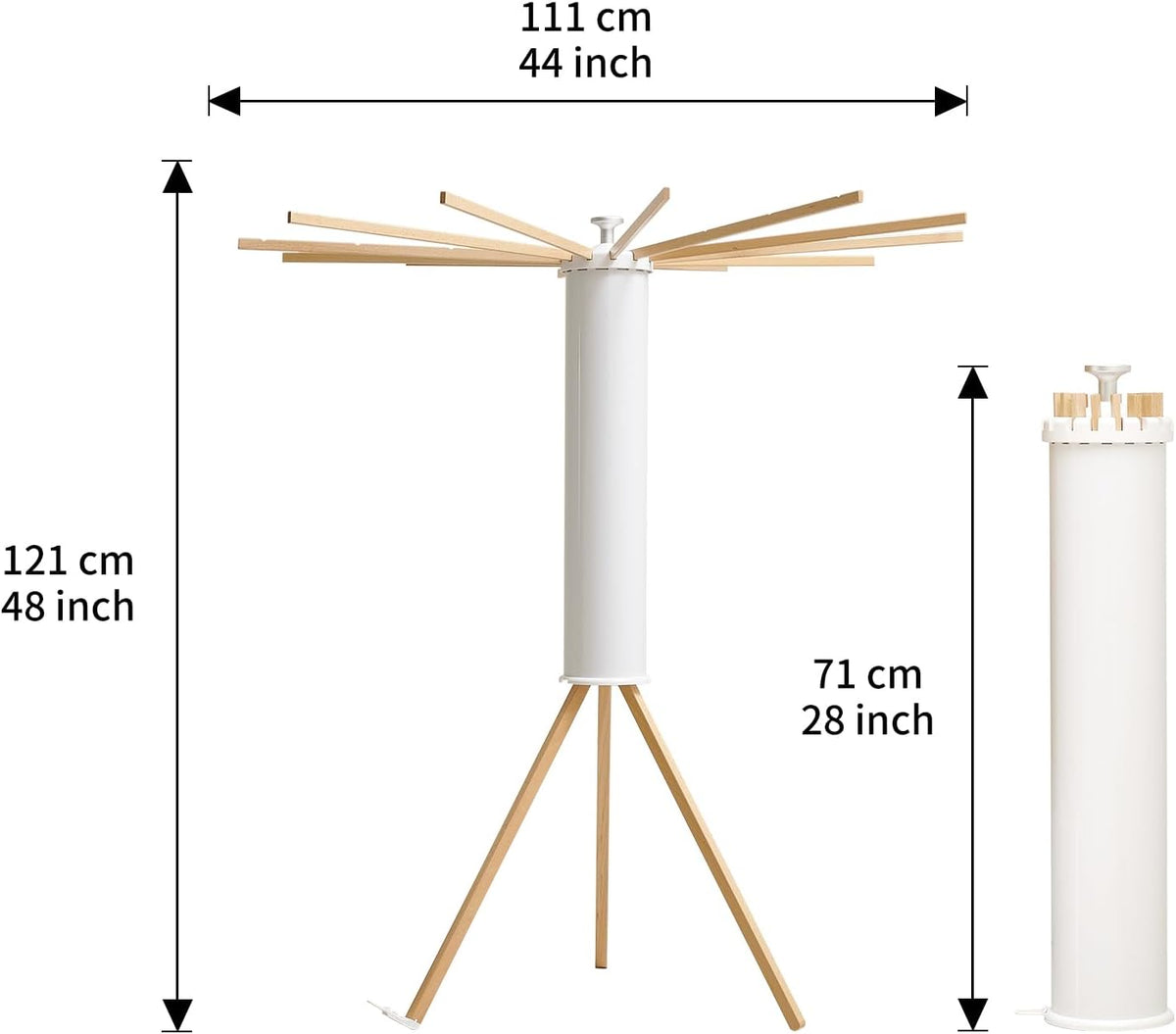 JOOM Tripod Clothes Drying Rack, Garment Rack Portable and Foldable Space Saving Laundry Drying Rack - Drying Rack Clothing 12 Rods Wooden