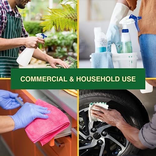 Heavy Duty 32oz Plastic Spray Bottles for Cleaning - Large Empty Industrial Bottles for Gardening Solutions, Vinegar, Chemicals, Professional Cleaners - Adjustable Sprayer Nozzle - 4 Pack