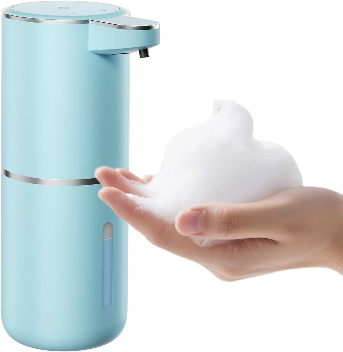 Seafoam Automatic Foaming Soap Dispenser - Touchless Hand Sensor, 4 Foam Settings, USB-C 1200mAh Large Capacity Rechargeable, Modern Design for Bathroom & Kitchen