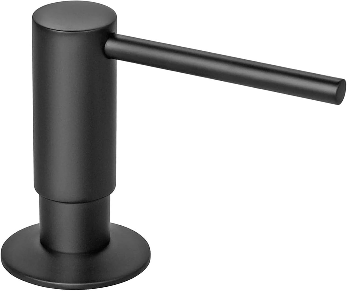 Samodra Sink Soap Dispenser, Metal Pump Head Liquid Lotion Countertop Kitchen Bathroom Soap Dispenser with 17 OZ PET Bottle (Black Matte)