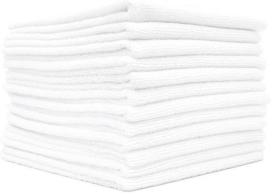 The Rag Company - All-Purpose Microfiber Terry Cleaning Towels - Commercial Grade, Highly Absorbent, Lint-Free, Streak-Free, Kitchens, Bathrooms, Offices, 300gsm, 12in x 12in, White (12-Pack)