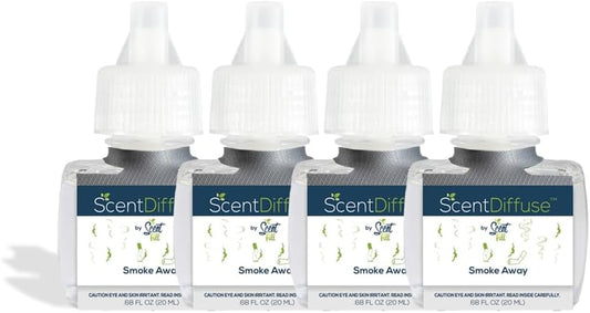 Scent Fill Smoke Away Plug in Air Freshener, 4 Scented Oil Refills