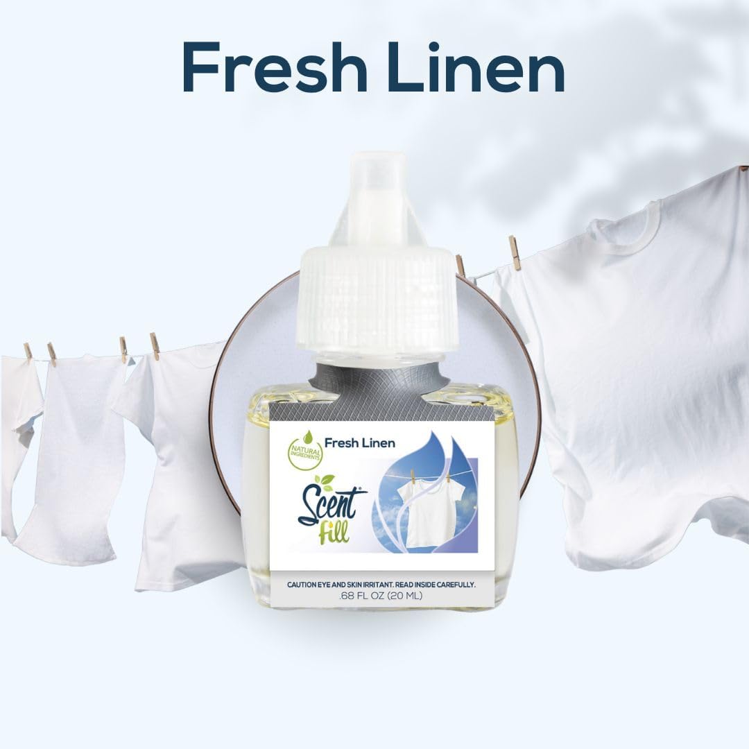 Scent Fill Fresh Linen Plug in Air Freshener, 4 Scented Oil Refills