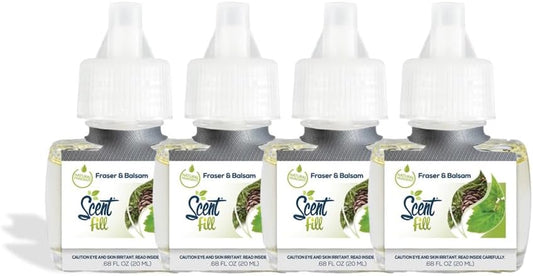 Scent Fill Fraser Fir & Fresh Balsam Pine Plug in Air Freshener, 4 Scented Oil Refills