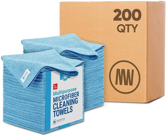 Microfiber Wholesale 16" x 16" All Purpose Towels (Blue-200 Qty)