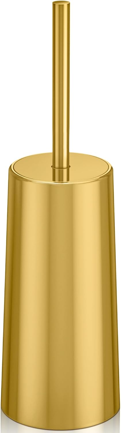 Toilet Brush and Holder, Toilet Brush Stainless Steel, Toilet Bowl Brush for Bathroom Toilet-Ergonomic, Elegant,Durable (Gold)