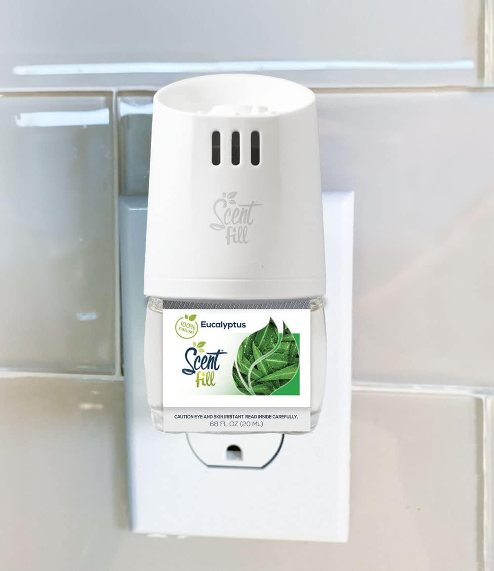 Scent Fill 100% Natural Eucalyptus Plug in Air Freshener, Scented Oil Refills, 3 Refills