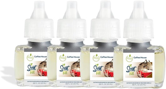 Scent Fill Coffee House Plug in Air Freshener, 4 Scented Oil Refills