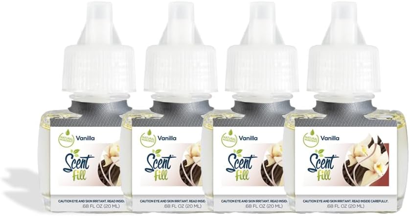 Scent Fill Vanilla Plug in Air Freshener, 4 Scented Oil Refills