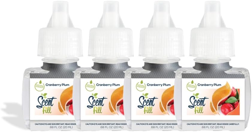 Scent Fill Cranberry Plum Plug in Air Freshener, 4 Scented Oil Refills