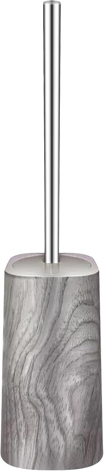 Marble Colored Toilet Brush and Holder Set,Stainless Steel Long Handle and Marble Colored Base for Bathroom Deep Cleaning，Space Saving for Storage，Drip-Proof，Grey