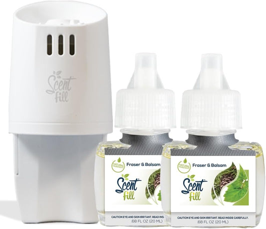 Scent Fill Fraser Fir Plug in Air Freshener, Scented Oil Refills, 2 Refills + Diffuser