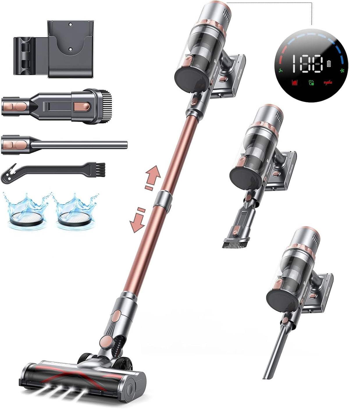 Cordless Vacuum Cleaner Handheld Vacuums 500W/45Kpa Lightweight Stick Vacuums Powerful Suction with 60min Runtime for Home Pet Hair Car