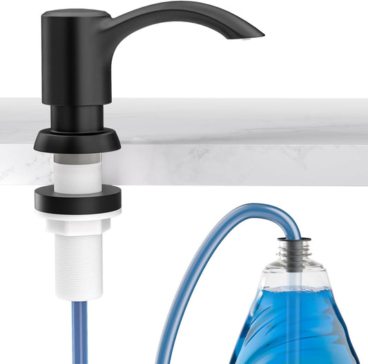 SAMODRA Built-in Kitchen Sink Soap Dispenser with Extension Tube Kit - Matte Black Finish, Leak-Proof Design, No Top Refill Required (39" Tube)