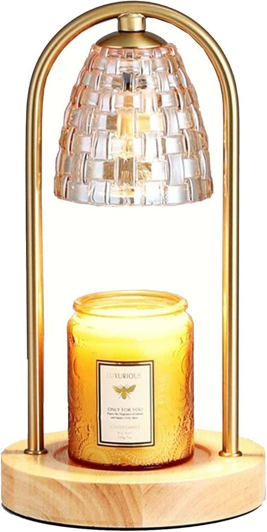 Candle Warmer Lamp with Timer and Dimmer, Electric Scented Wax Warmer for Bedroom, Home Decor Aroma Candle Holder Night Light/Table Lamp - Gift (ABC-Golden-Oval)