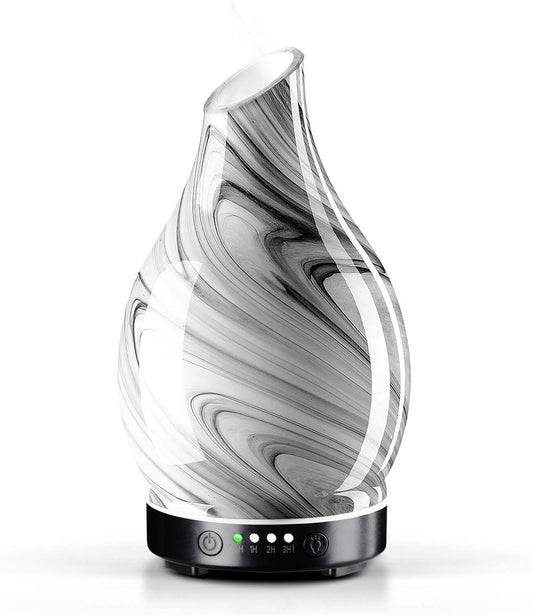 Porseme 150ml Essential Oil Diffuser Glass Color Changing Aroma Air Diffusers Aromatherapy Ultrasonic Cool Mist Humidifier 6 Running Hours Waterless Auto-Off for Sleeping Yoga Office (Mini Blue Ink)