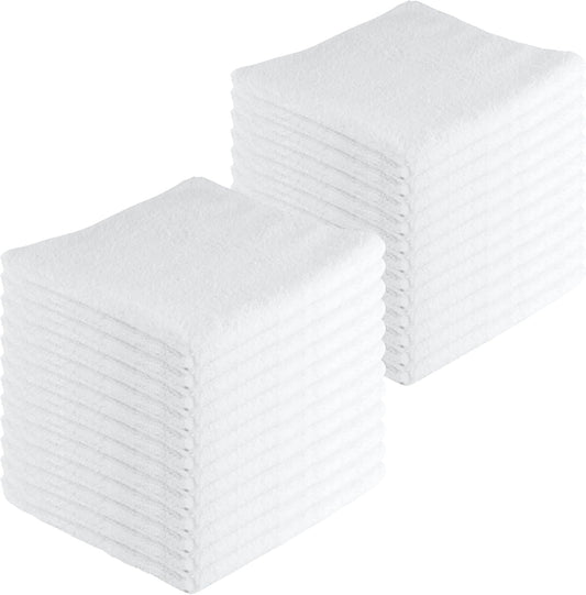 Microfiber Cleaning Cloths,24 Pack, 16"x16", All-Purpose, Softer, Highly Absorbent, Lint-Free, Reusable, Washable Pro Towels, White, for House, Kitchen, Bathroom, Car, Office