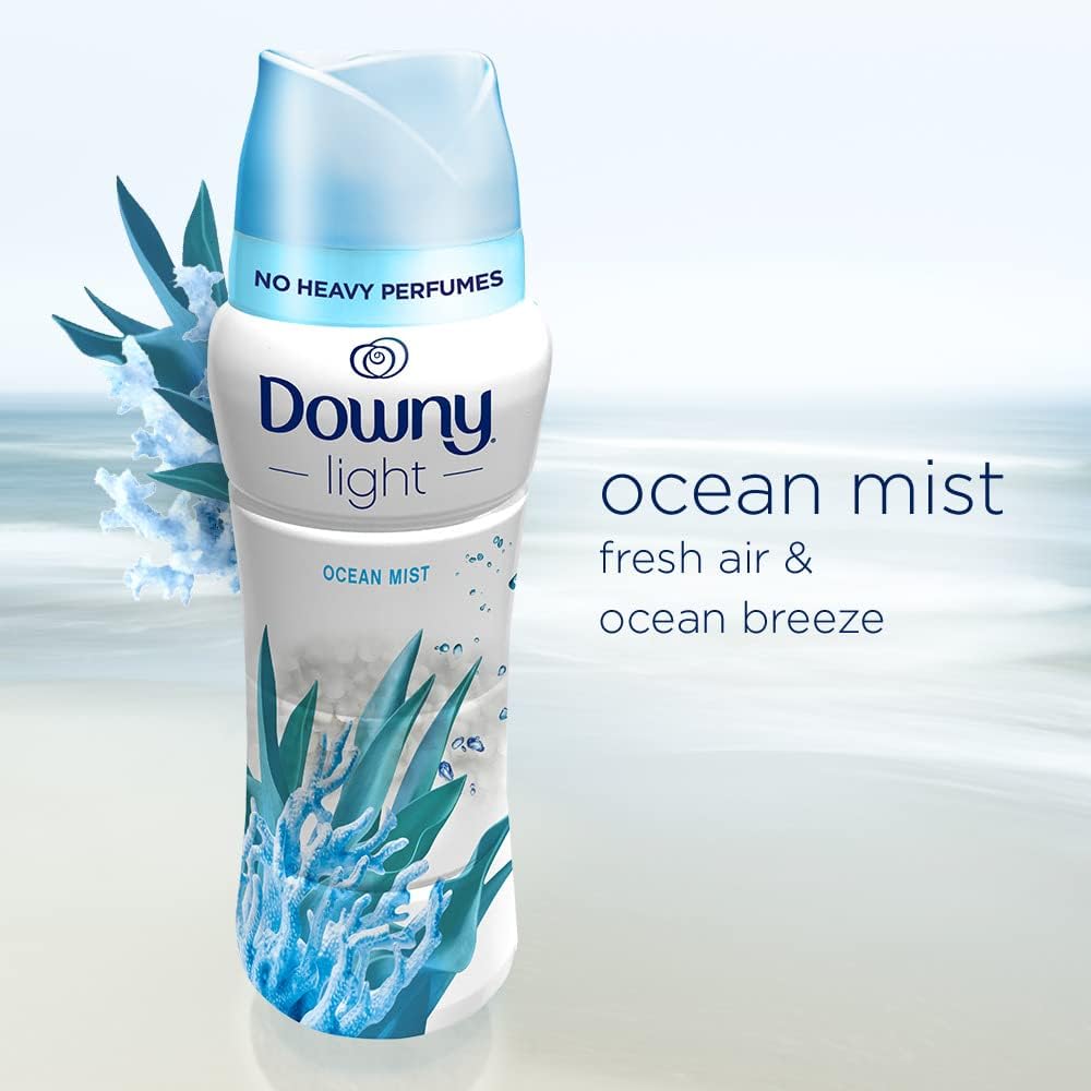 Downy Light Laundry Scent Booster Beads for Washer, Ocean Mist, 18.2 oz, with No Heavy Perfumes