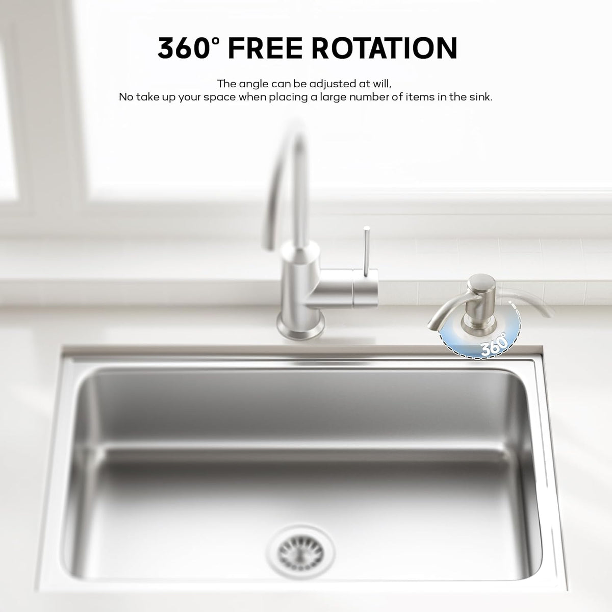SAMODRA Built-in Kitchen Sink Soap Dispenser with Extension Tube Kit - Brushed Nickel Finish, Leak-Proof Design, No Top Refill Required (39" Tube)
