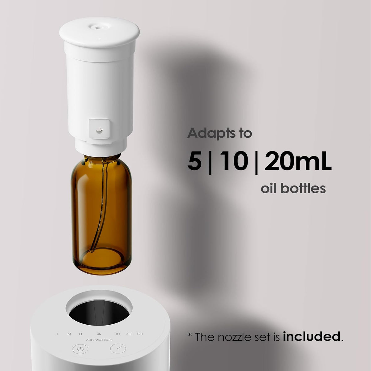 Waterless Diffuser for Essential Oil, Battery Operated Nebulizer, 0.7Fl.Oz./ 20mL Capacity, Mini Scent Air Machine, 3 Countdown Timers & 3 Mist Levels for Home, Room, Car, Office, AN6 Light Steel Blue