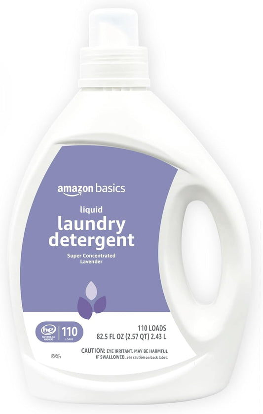 Amazon Basics Concentrated Liquid Laundry Detergent, Lavender, 110 loads, 82.5 Fl Oz (Previously Solimo)