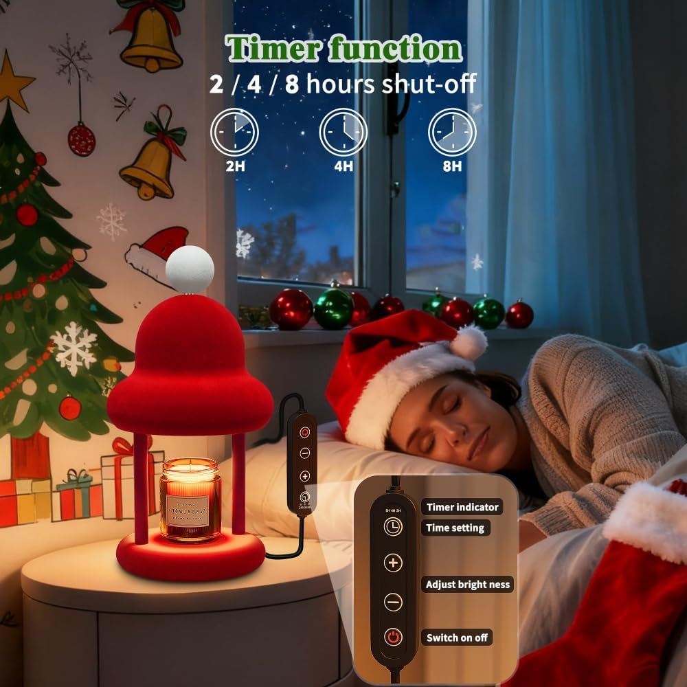 Fuzzy Candle Warmer Lamp with Timer, Dimmable Wax Warmer Lamp, Candle Melter Lamp for Jar Candles, Christmas Birthday Gifts for Mom Women