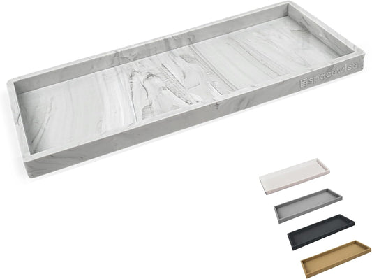 Countertop and Vanity Tray - 11.7" Silicone Bathroom Tray Countertop, Dish Soap Trays for Kitchen Counter, Sink Organizer Accessories Caddy, Toilet Laundry Shower Makeup Mat Oil Holder