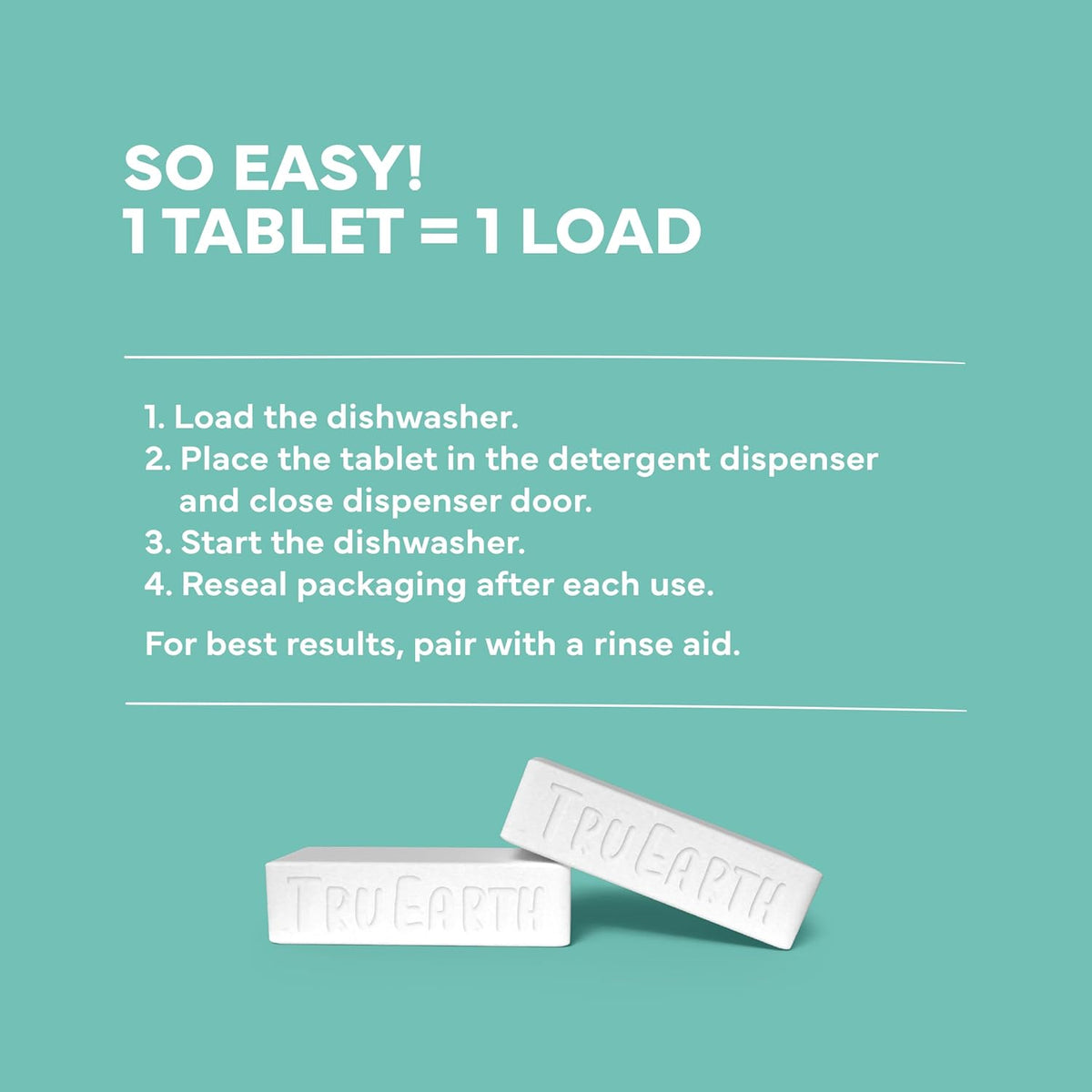 Tru Earth Dishwasher Detergent Tablets | Eco Friendly Alternative to Liquid Pods | 40 Tablets | Fragrance-Free