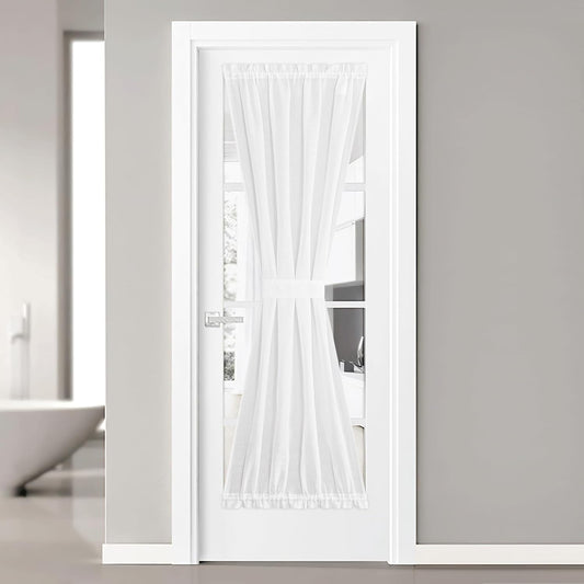 NICETOWN Door Curtains for Window, Light Filtering Privacy French Door Shade for Kitchen Bathroom, White Sheer Front Back Curtin Blinds, 36 x 72 inch, 1 PC