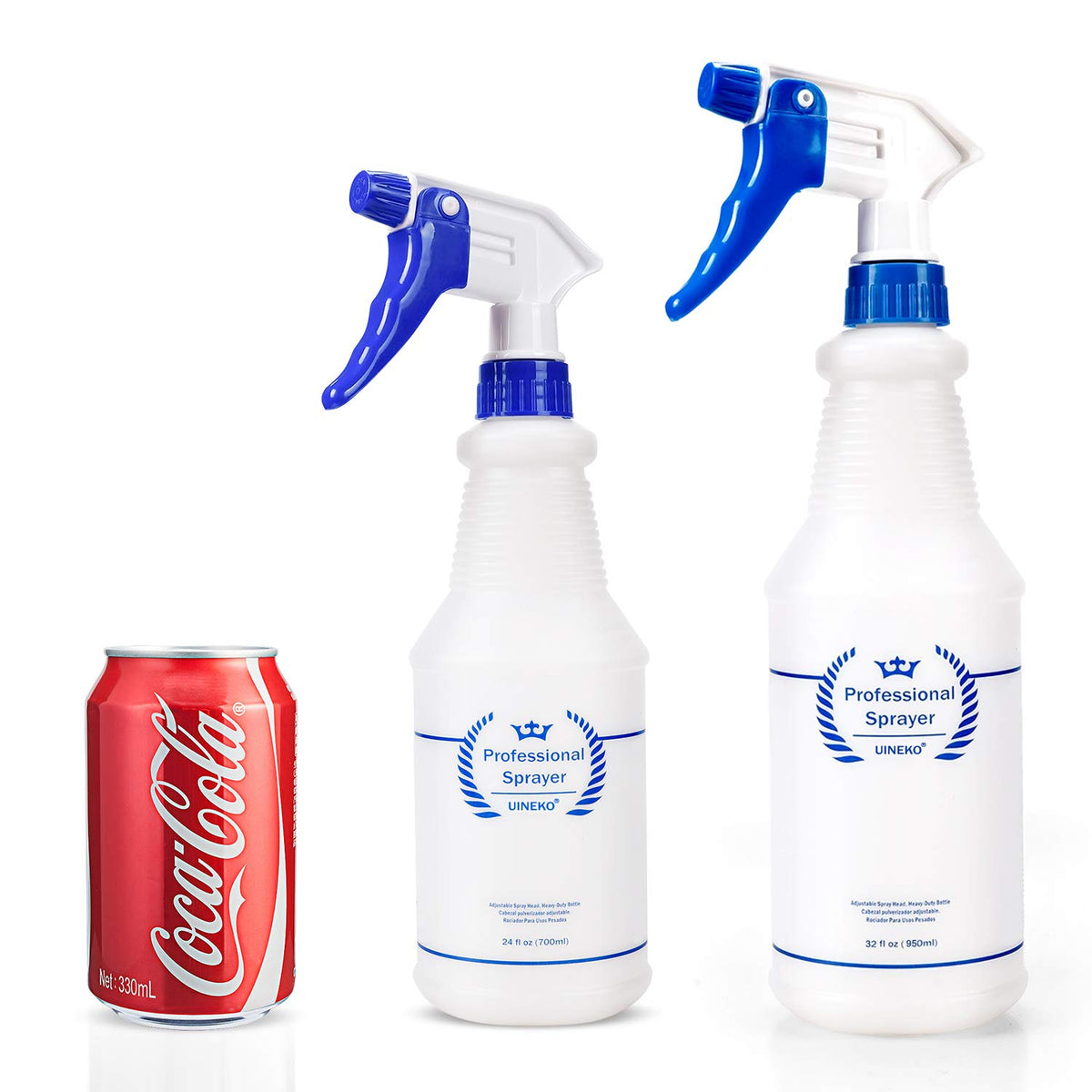 Plastic Spray Bottle 2 Pack, 32 Oz, All-Purpose Heavy Duty Spraying Bottles Leak Proof Mist Empty Water Sprayer for Cleaning Solution, Essential Oils, Hair, Planting with Adjustable Nozzle - Blue