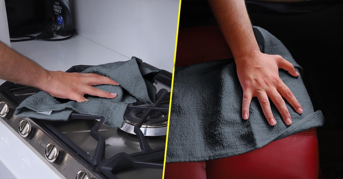 Avalon Towels Terry Bar Mop Towels (Value Pack of 60) Size 14"x17" – Absorbent and Durable, Multipurpose Cleaning Rags, Cotton Cleaning Cloths, Terry Cloth Rags, Reusable Shop Rag (Grey)