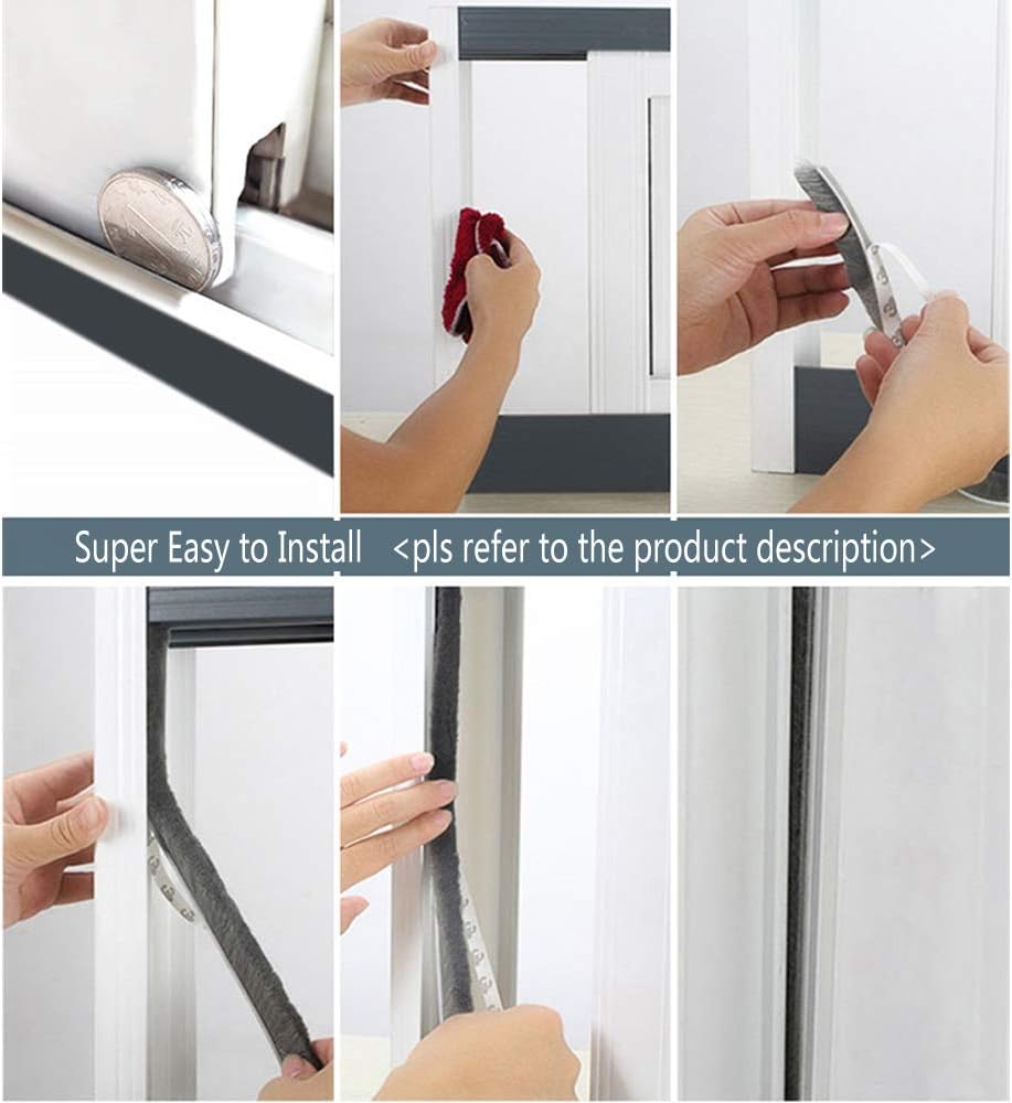 Weather Stripping Brush for Sliding Windows/Doors Frame Side,Pile Self Adhesive Weatherstrip Seal Strip Sealer Draft Stoppers (33ft x11/32 Backing x 11/32 Brush inch, White)