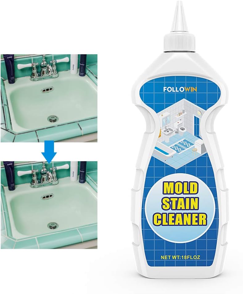 FOLLOWIN Mold and Mildew Bathroom Cleaner Gel 18oz, Household Stain Cleaner for Showers Tiles Grout Sealant Sinks