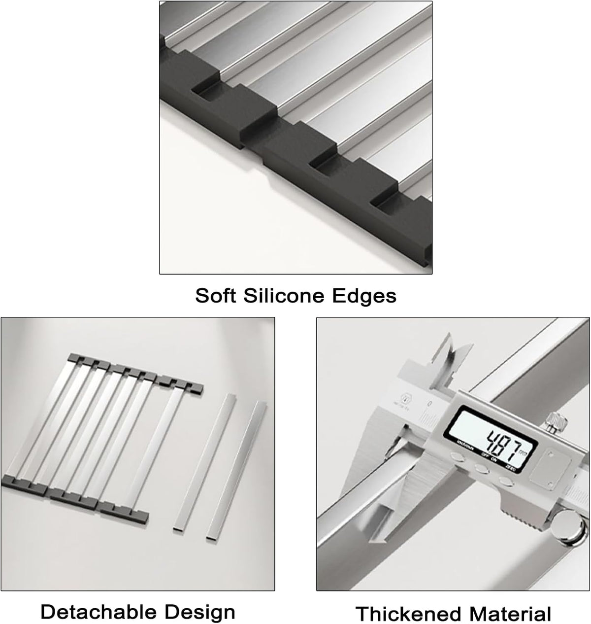 Foldable Dish Drying Rack for Kitchen Sink, Over The Sink Dish Drying Rack, Counter Storage Rack, Stainless Steel Drainer