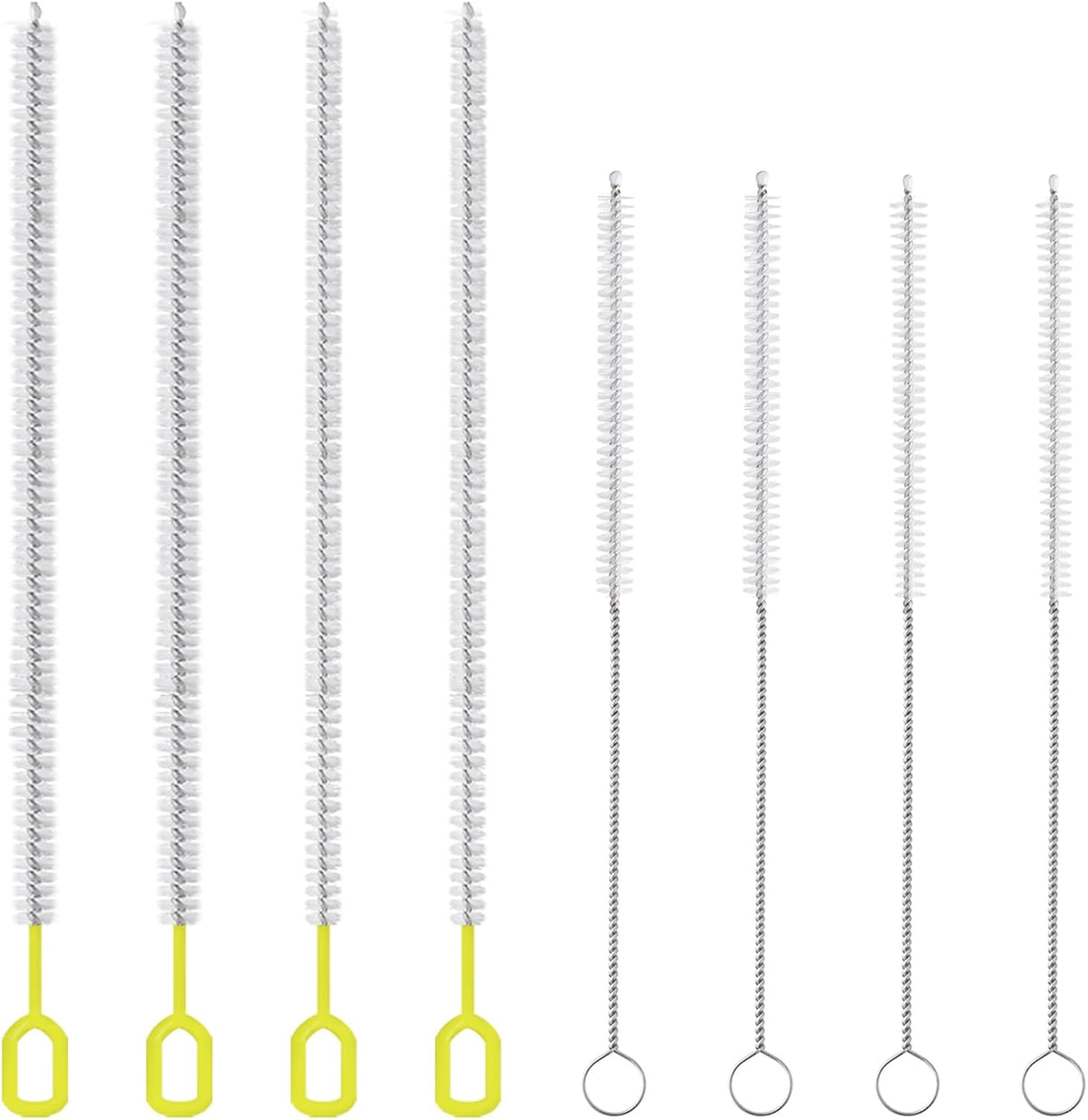 8-Piece Straw Cleaner Brush Set for Cleaning Straws - (4-Size) Extra Long Nylon Pipe Cleaners, Reusable Straw Cleaning Brush for Stanley Tumbler, Sippy Cup, Baby Bottle and Tubes (Type A)
