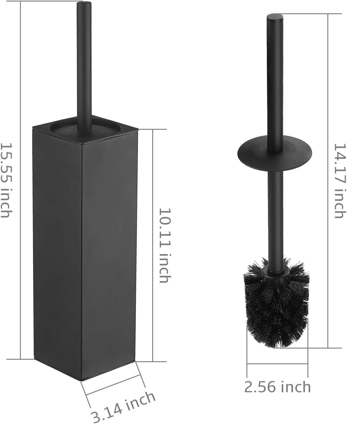 Square Toilet Brush with Holder,Stainless Steel Toilet Bowl Brush and Holder for Bathroom,2PACK