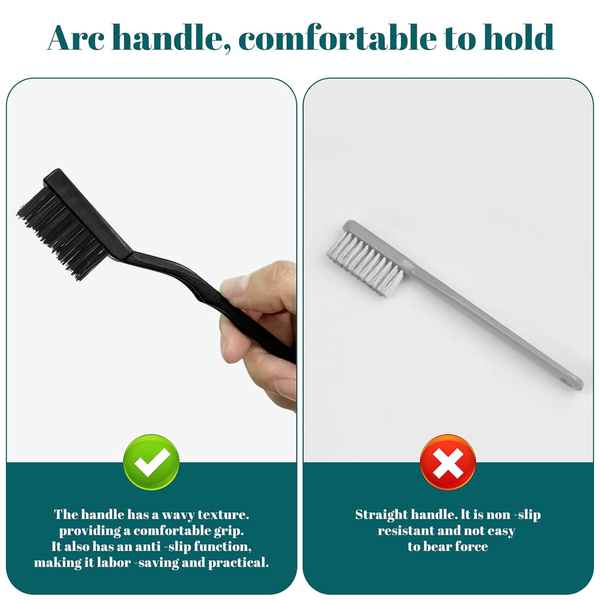 48 Pcs Mini Nylon Brush Set, Nylon Scratch Brush with Curved Handle, Cleaning Weld Slag and Rust