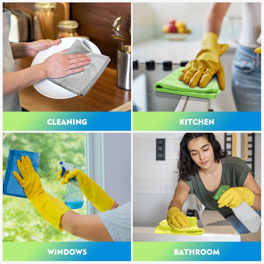 HOMEXCEL Microfiber Cleaning Cloth 12 Pack, 12.5 x 12.5 Inch Microfiber Towels for Cars, Ultra Absorbent Cleaning Rags, Lint Free Cleaning Towels for Household, Kitchen, Window, and Car, Multicolor