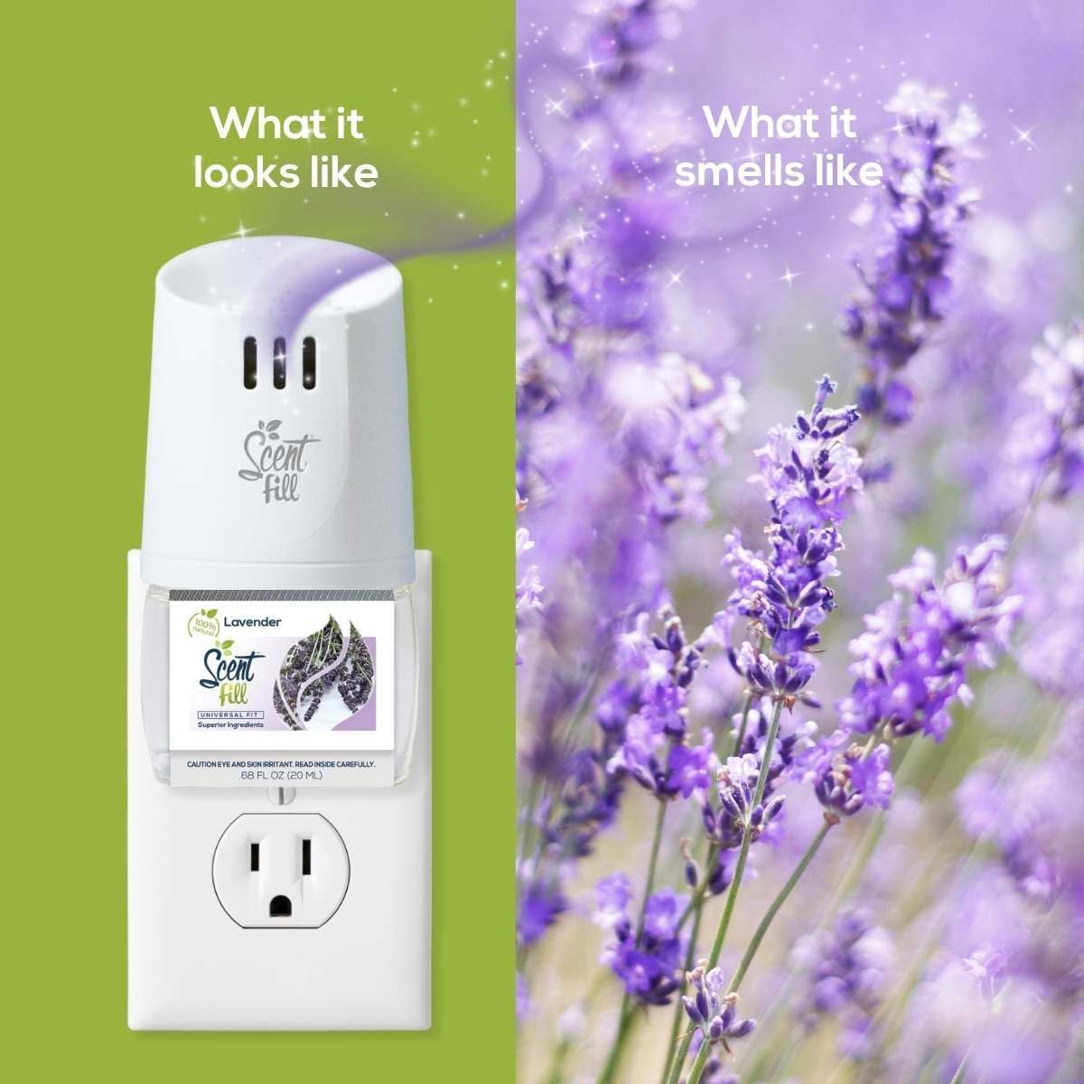 Scent Fill 100% Natural Lavender Plug in Air Freshener, Scented Oil Refills, 3 Refills