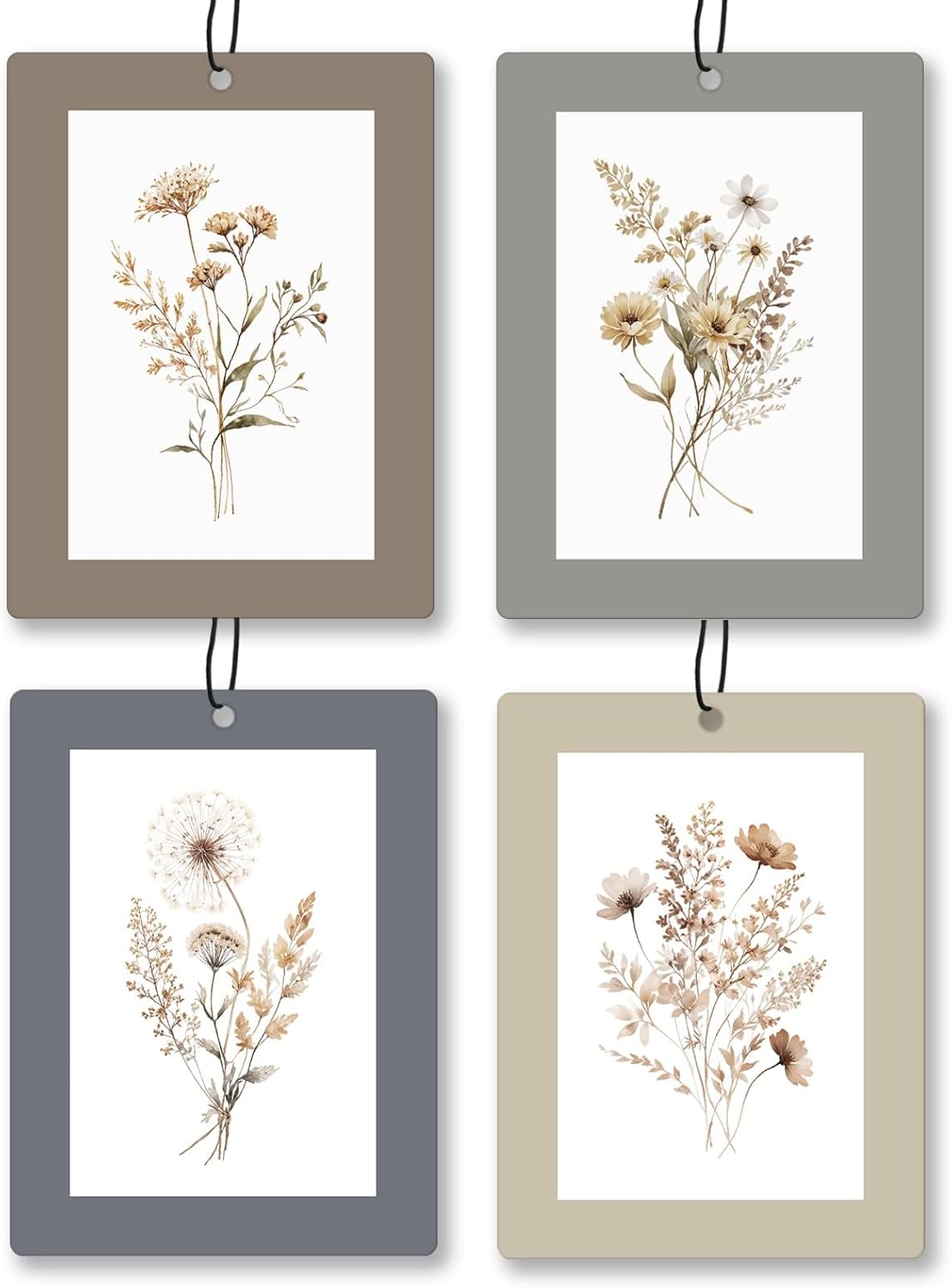 Vintage Rustic Floral Car Air Freshener 4 Pcs, Neutral Cottagecore Flower Hanging Scents Air Freshener for Women Girls Gifts, Retro Floral Scented Car Accessories Decor for Room Closet Drawer