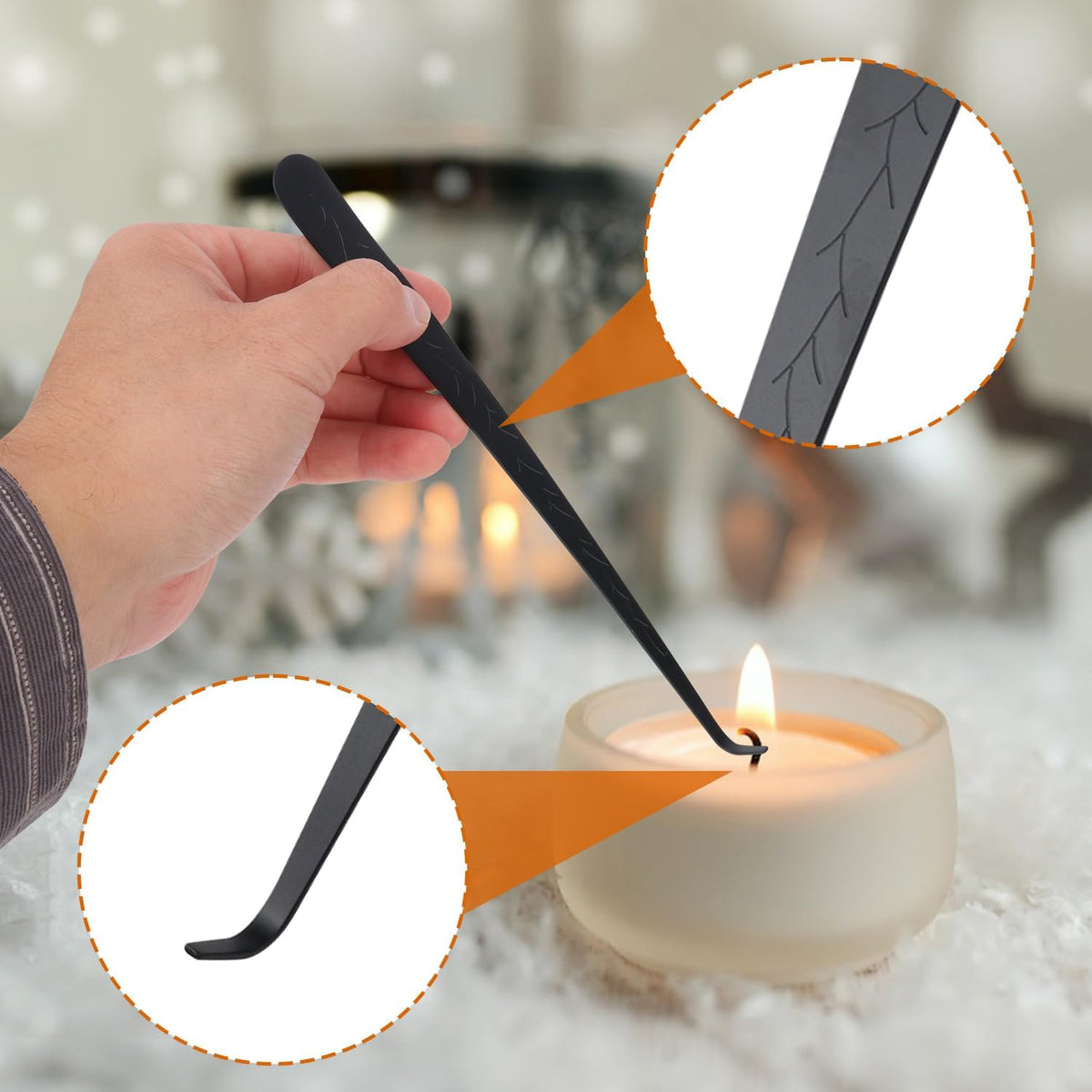 3 in 1 Candle Accessory Set(3 Set), Premium Candle Wick Trimmer, Candle Snuffer, Wick Dipper, Elegant Candle Care Kit with Gift Package for Candle Lovers (Black)
