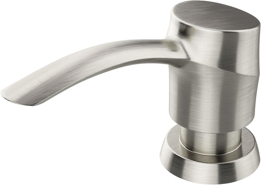 SAMODRA Kitchen Sink Soap Dispenser, Brushed Nickel Soap Dispenser,ABS Dispenser Built-in Pump Head with 11 oz PET Bottle, Refill from Top
