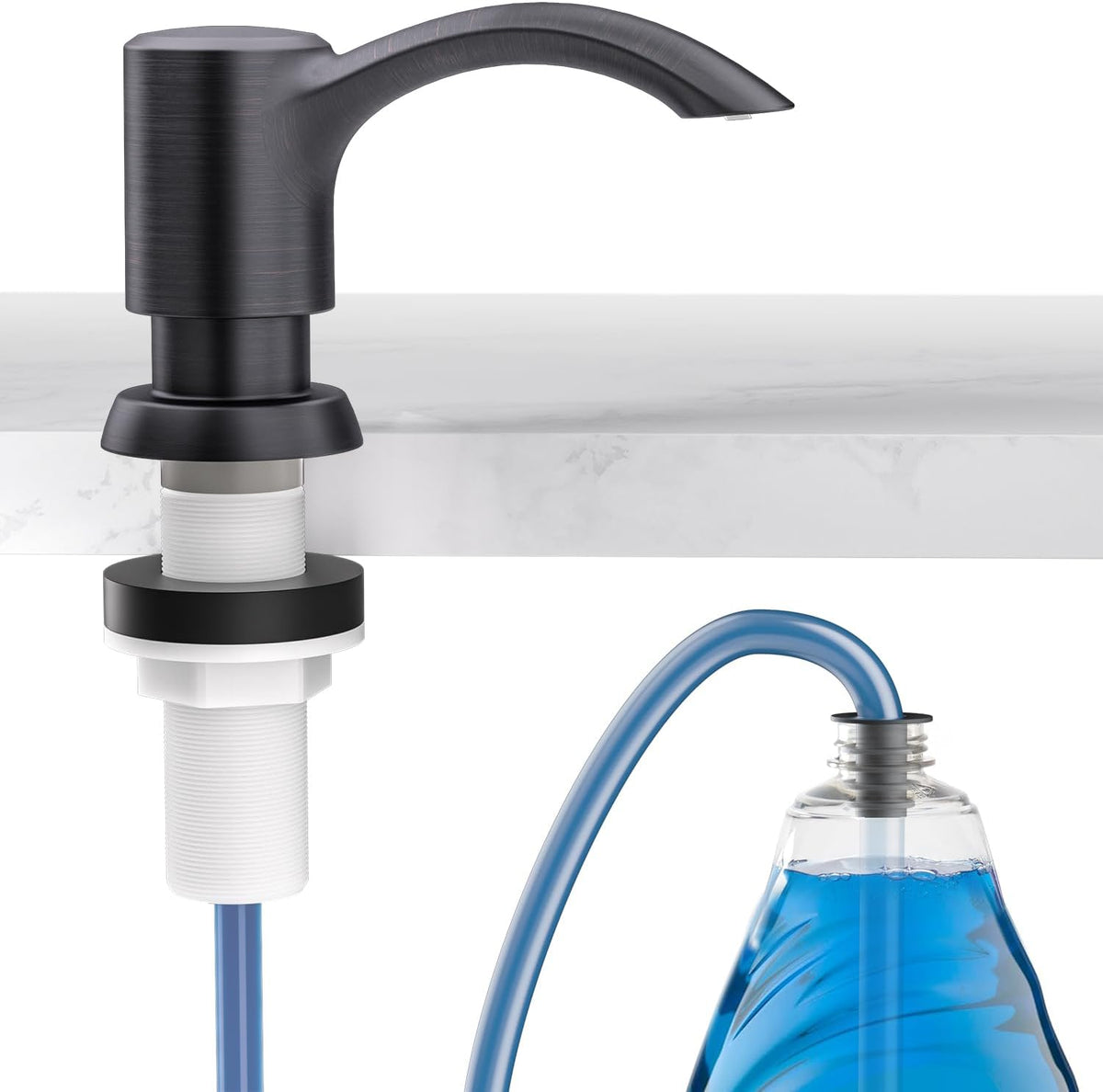 SAMODRA Built-in Kitchen Sink Soap Dispenser with Extension Tube Kit - Oil-Rubbed Bronze Finish, Leak-Proof Design, No Top Refill Required (39" Tube)