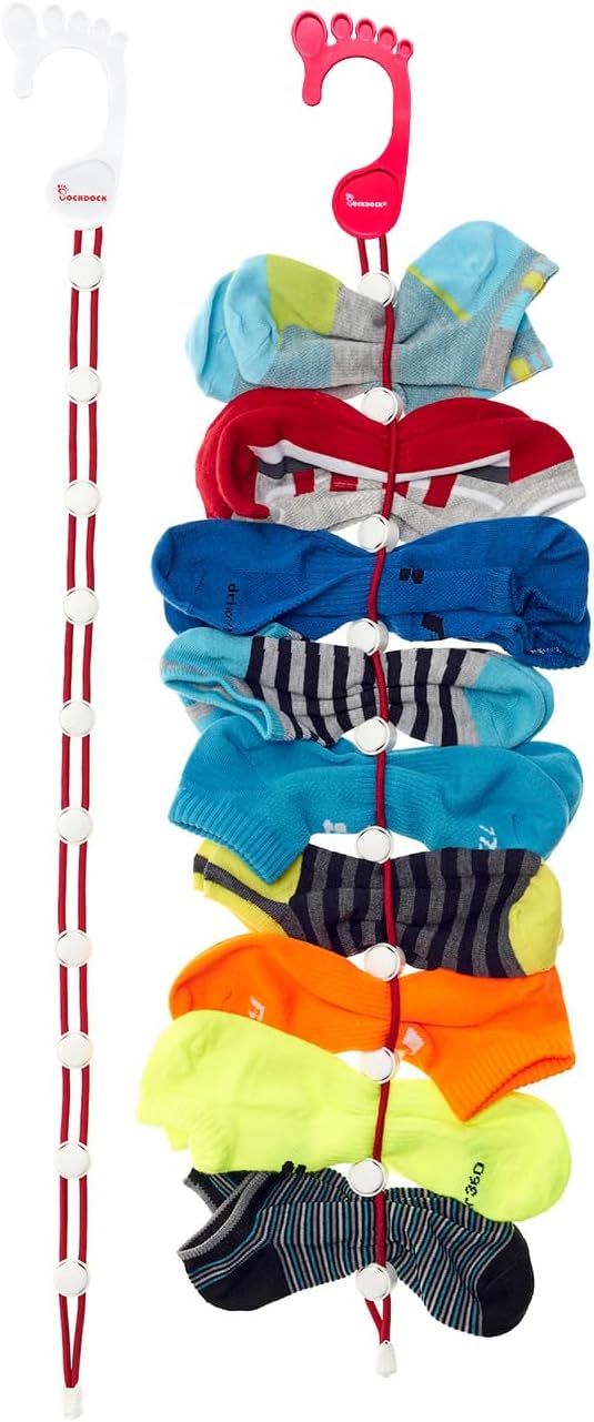 Sock Laundry Solution for Washing Drying & Storing Socks in Pairs, Clip & Hold Socks in Washer Dryer & Closet 2-Pack