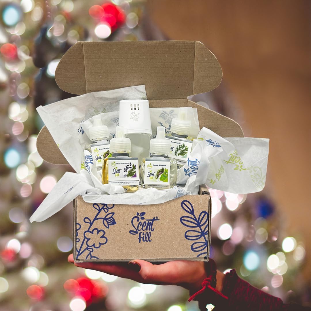 Scent Fill Christmas Tree Plug in Air Freshener Kit (Fraser Fir Balsam & Sycamore Fir), 2 Refills + Diffuser